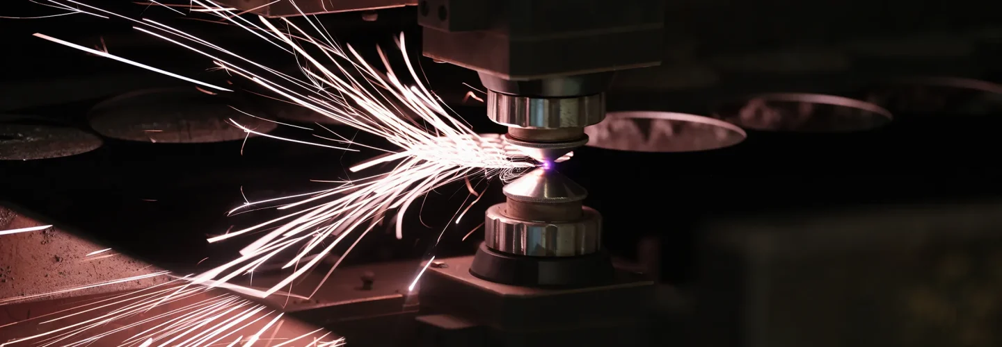 Welding with a dark background and sparks flying